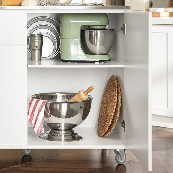 Sobuy Fkw117-W Designový Kuchyňský Vozík Kuchyňský Ostrůvek Kuchyňská Skříňka Příborník Bílý 120X90X56Cm