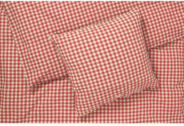 Červené/žluté krepové povlečení na dvoulůžko/prodloužené 200x220 cm Bæk&Bølge – JUNA