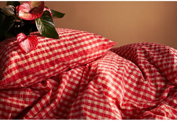 Červené/žluté krepové povlečení na dvoulůžko/prodloužené 200x220 cm Bæk&Bølge – JUNA
