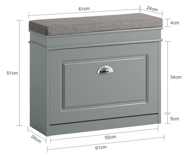 Sobuy Fsr82-K-Hg Lavice S Botníkem Botník Světle Šedý 61X51X24Cm