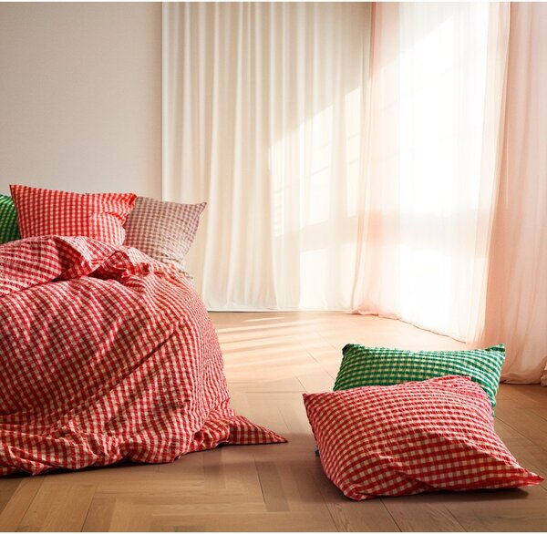 Červené/žluté krepové povlečení na dvoulůžko/prodloužené 200x220 cm Bæk&Bølge – JUNA