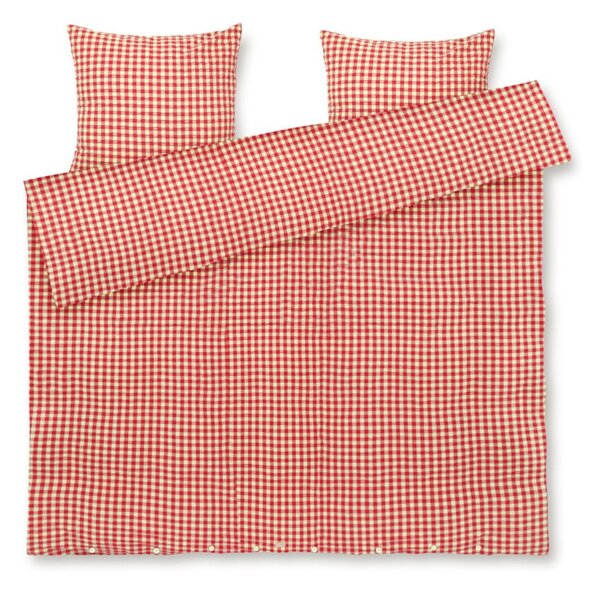 Červené/žluté krepové povlečení na dvoulůžko/prodloužené 200x220 cm Bæk&Bølge – JUNA