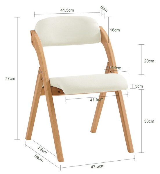 Sobuy Fst92-W Skládací Židle Kuchyňská Židle Bílá 47X77X60Cm