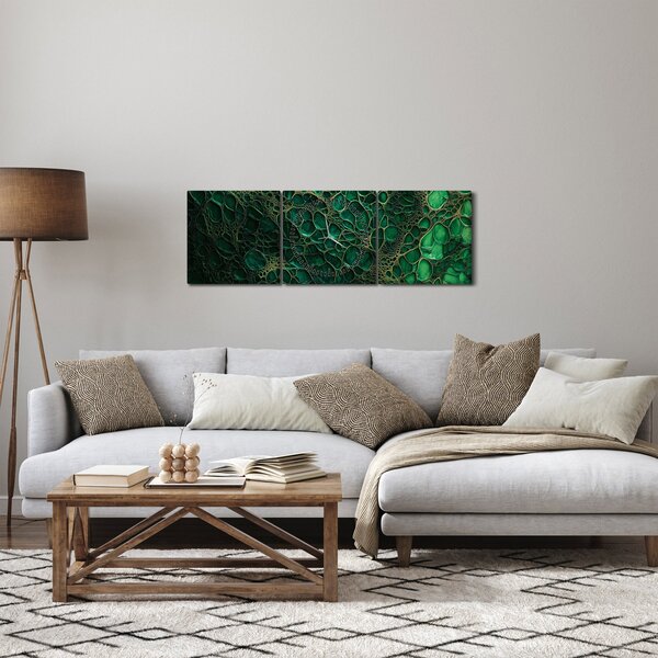 Obraz - Zelený mikroskopický snímek (s hodinami) (90x30 cm)