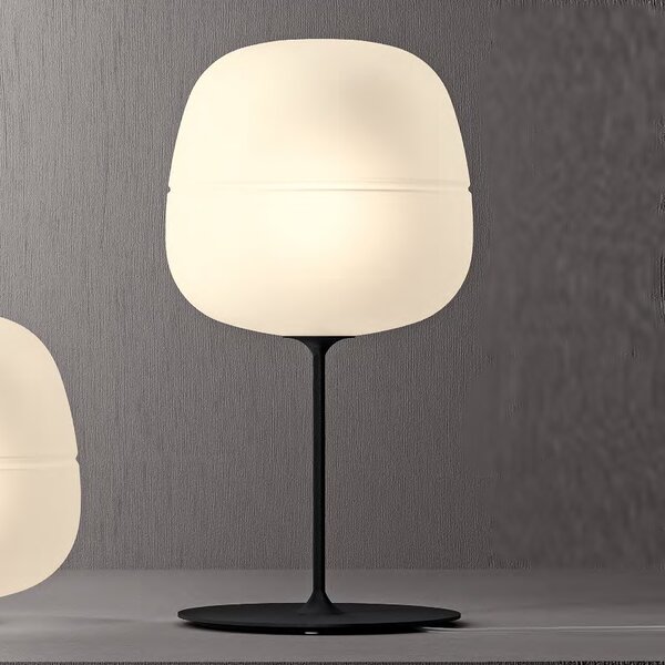 Quadrifoglio Group Afra, černá stolní lampa z opálového matného skla, 1xE27, výška 62cm