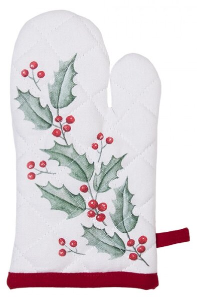 Kuchyňská bavlněná chňapka Holly Christmas s jelenem – 12x21 cm