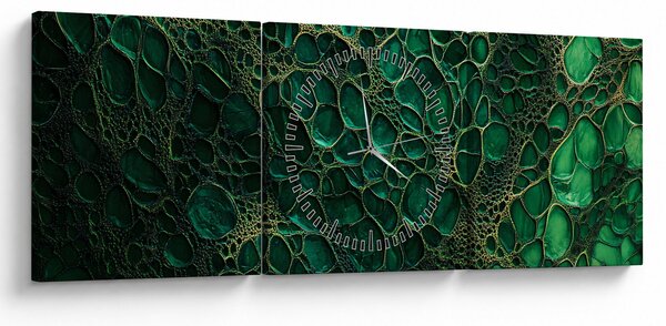 Obraz - Zelený mikroskopický snímek (s hodinami) (90x30 cm)