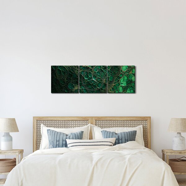 Obraz - Zelený mikroskopický snímek (s hodinami) (90x30 cm)