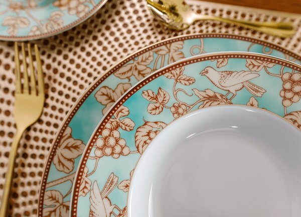 TEMPO-KONDELA DONATELLA TURQUOISE, jídelní souprava, set 20 ks, porcelán