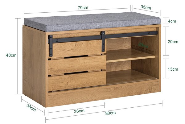 Botník Sobuy Fsr120-N Lavice S Posuvnými Dveřmi Botník Přírodní 80X48X35Cm