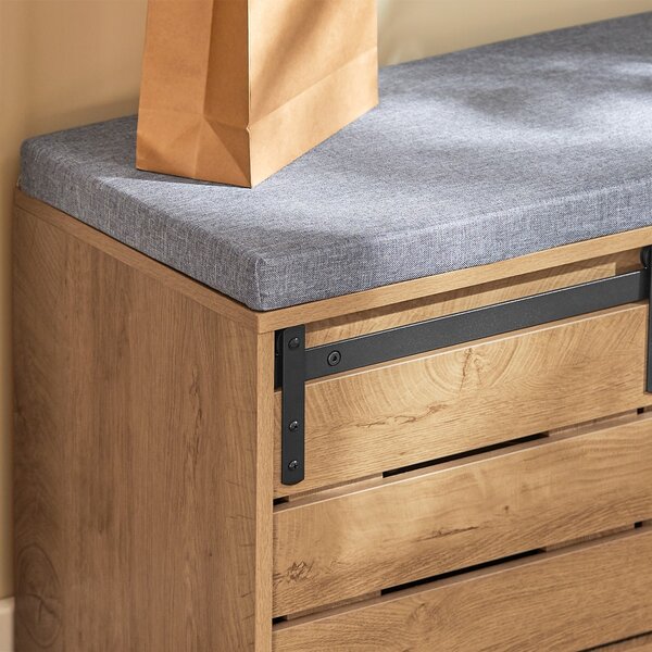 Botník Sobuy Fsr120-N Lavice S Posuvnými Dveřmi Botník Přírodní 80X48X35Cm
