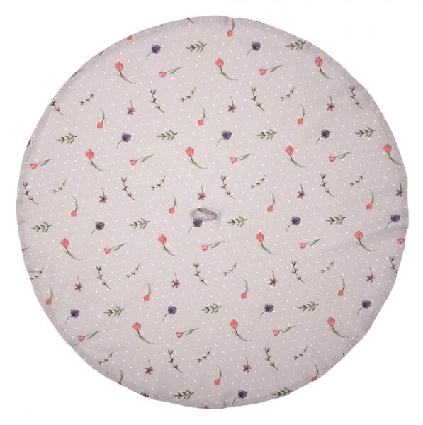 Béžová bavlněná kulatá utěrka Happy Bunny – 80 cm