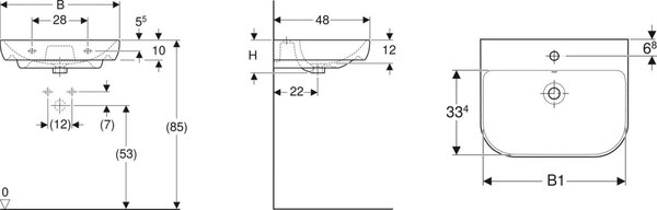 Geberit Smyle Square umyvadlo 65x48 cm obdélníkový klasický bílá lesk 500.230.01.8