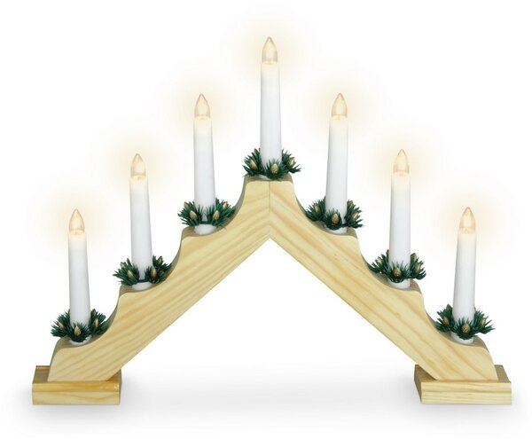 Vánoční svícen Candle Bridge hnědá, 7 LED