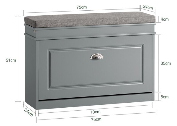 Sobuy Fsr82-L-Hg Botník Lavice S Botníkem Světle Šedý 75X51X24Cm