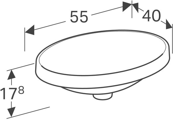 Geberit Variform umyvadlo 55x40 cm oválné zápustný bílá lesk 500.719.01.2