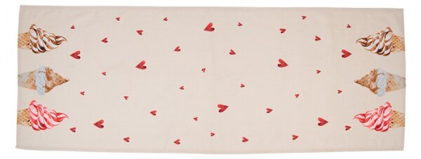 Béžový bavlněný běhoun na stůl se zmrzlinou Frosty And Sweet – 50x140 cm