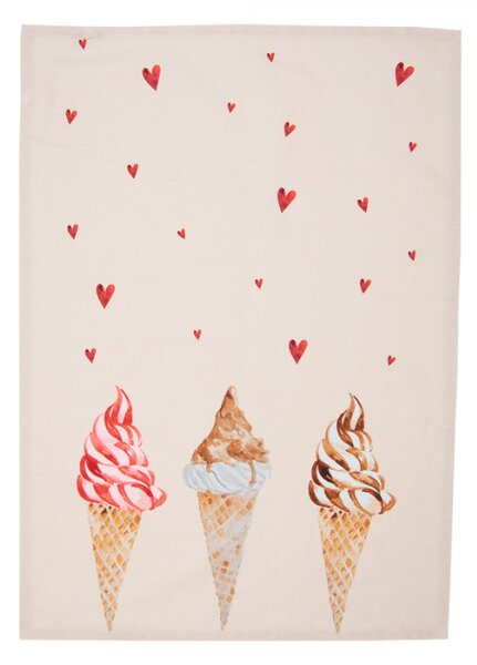 Béžová bavlněná utěrka se zmrzlinou Frosty And Sweet – 50x70 cm