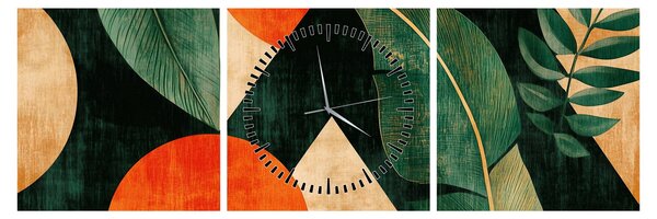 Obraz - Geometrické přírodní motivy II. (s hodinami) (90x30 cm)