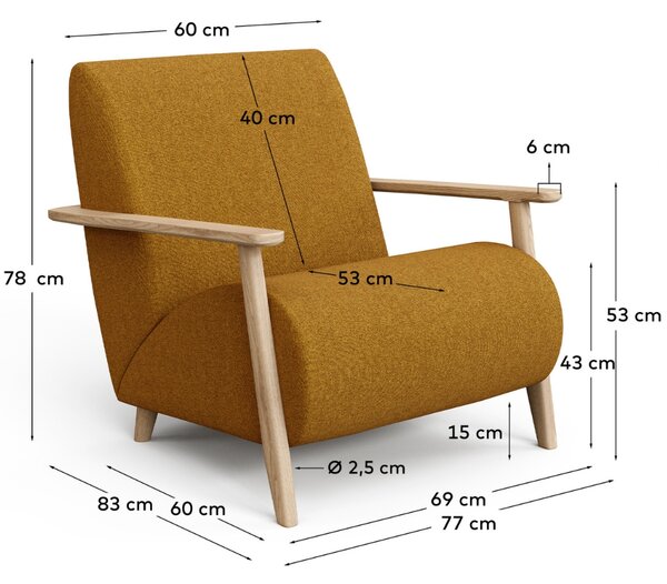 LÉTO -15% Kave Home Žluté čalouněné křeslo Meghan