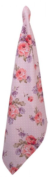 Růžová bavlněná utěrka s růžemi Dotty Rose – 50x70 cm