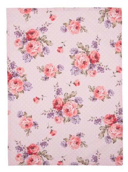 Růžová bavlněná utěrka s růžemi Dotty Rose – 50x70 cm
