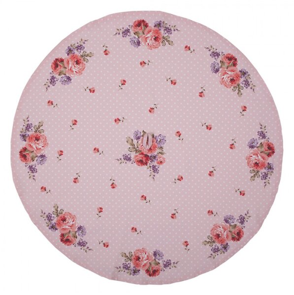 Růžová kulatá utěrka s růžemi Dotty Rose – 80 cm