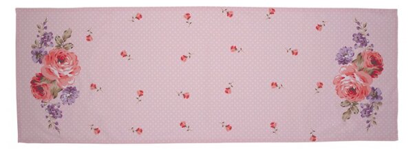 Růžový bavlněný běhoun na stůl s růžemi Dotty Rose – 50x140 cm