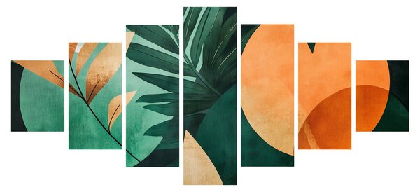Obraz - Geometrické přírodní motivy (210x100 cm)
