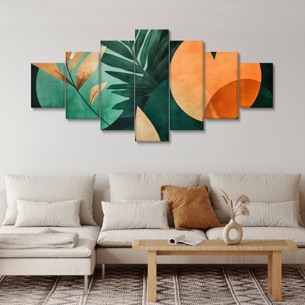 Obraz - Geometrické přírodní motivy (210x100 cm)