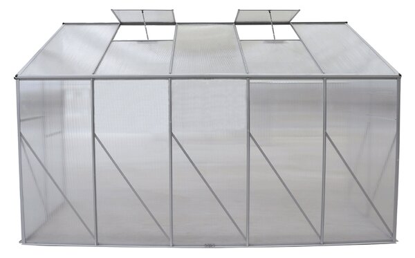 KONDELA Zahradní skleník ke stěně, polykarbonát, 122x313x199 cm, MABON TYP 3