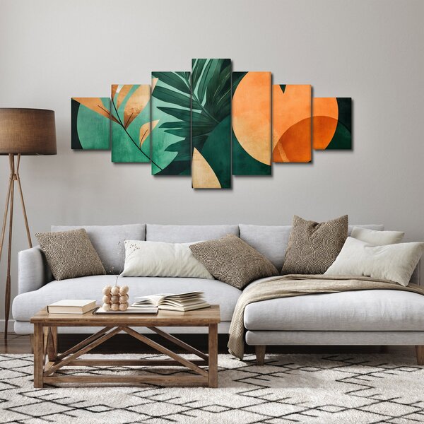 Obraz - Geometrické přírodní motivy (210x100 cm)