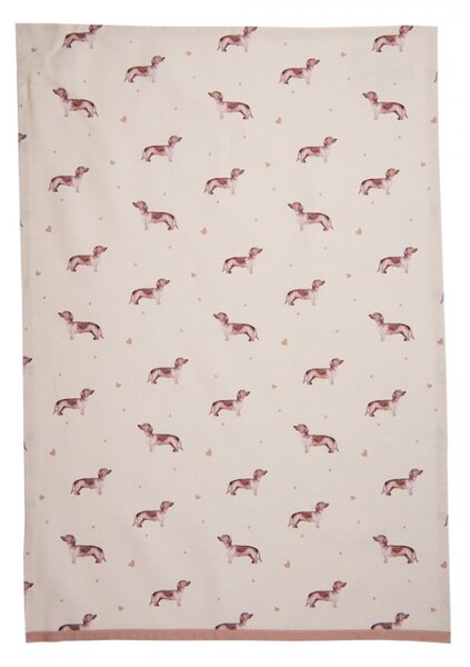 Bavlněná čtvercová utěrka s jezevčíkem Dachshund Love – 50x70 cm