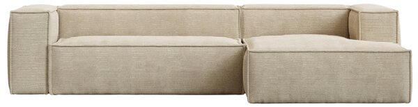 Kave Home Béžová manšestrová rohová pohovka Blok 300 cm, pravá