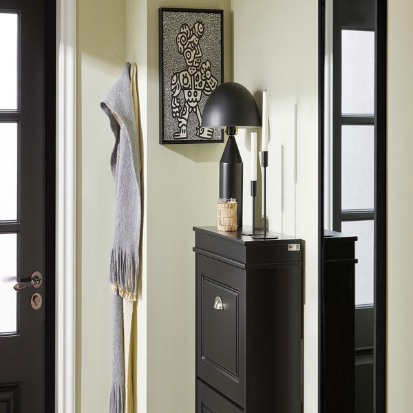 Sobuy Fsr94-Sch Sklápěč Bot Botník Se 3 Klopami Botník Černý 53X117X24Cm