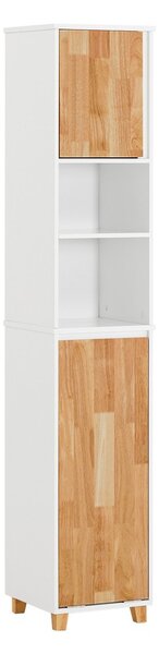 Sobuy Bzr74-W Koupelnová Vysoká Skříňka Koupelnová Polička Skříňka Na Prádlo Koupelnový Nábytek Bílá-Přírodní 31X170X32Cm