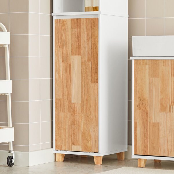 Sobuy Bzr74-W Koupelnová Vysoká Skříňka Koupelnová Polička Skříňka Na Prádlo Koupelnový Nábytek Bílá-Přírodní 31X170X32Cm