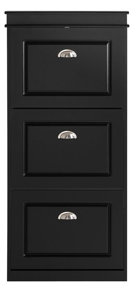 Sobuy Fsr94-Sch Sklápěč Bot Botník Se 3 Klopami Botník Černý 53X117X24Cm