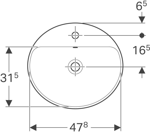 Geberit Variform umyvadlo 50x45 cm oválné zápustný bílá lesk 500.713.01.2