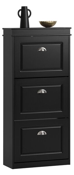 Sobuy Fsr94-Sch Sklápěč Bot Botník Se 3 Klopami Botník Černý 53X117X24Cm