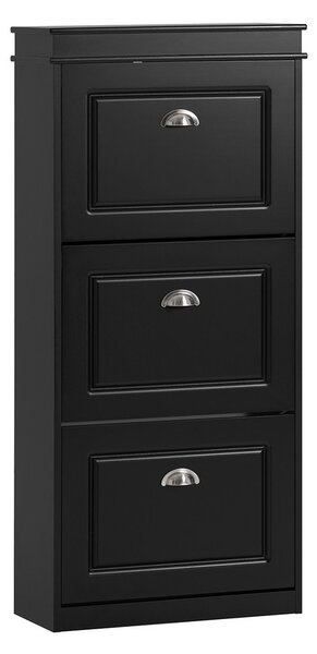 Sobuy Fsr94-Sch Sklápěč Bot Botník Se 3 Klopami Botník Černý 53X117X24Cm