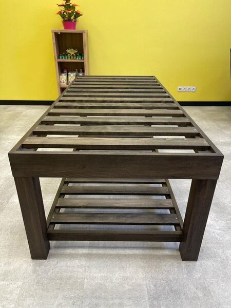 Masivní dřevěný masážní stůl 200×90 cm, výška 65 cm