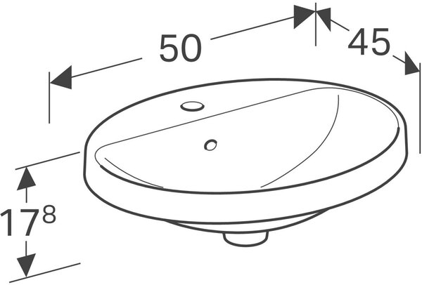 Geberit Variform umyvadlo 50x45 cm oválné zápustný bílá lesk 500.713.01.2
