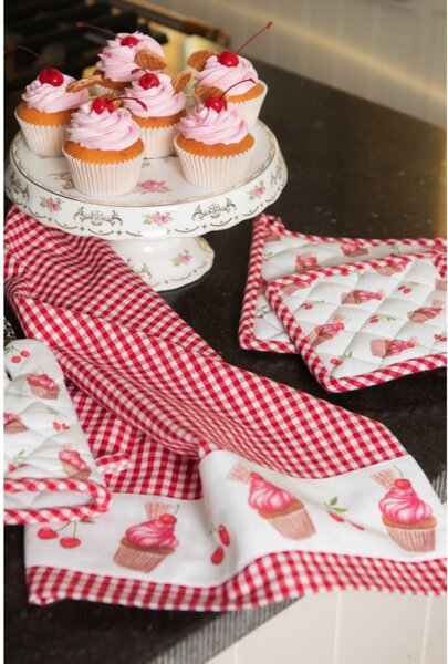 Bavlněná podložka pod hrnec Cherry Cupcake – 20x20 cm