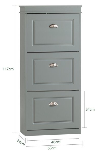 Sobuy Fsr94-Hg Botník Sklápěč Bot Botník Se 3 Klapkami Světle Šedá 53X117X24Cm