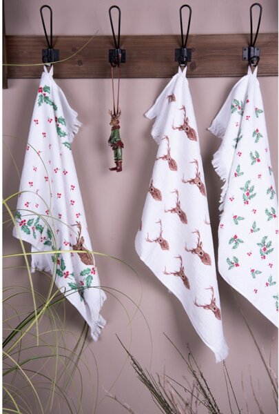 Froté kuchyňský ručník s jeleny Cosy Lodge I – 40x66 cm