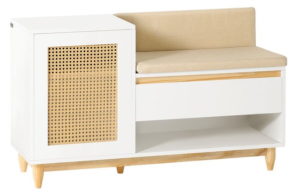 Sobuy Fsr128-W Botník Lavice S Úložným Prostorem Bílo-Přírodní 100X60X35Cm