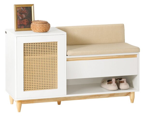 Sobuy Fsr128-W Botník Lavice S Úložným Prostorem Bílo-Přírodní 100X60X35Cm