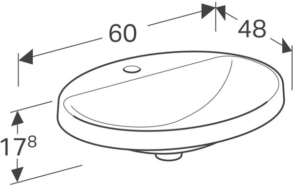 Geberit Variform umyvadlo 60x48 cm oválné zápustný bílá matný 500.727.00.2