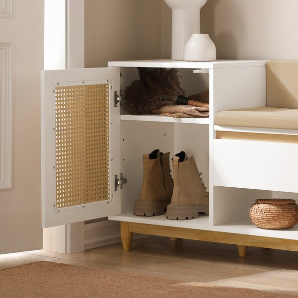 Sobuy Fsr128-W Botník Lavice S Úložným Prostorem Bílo-Přírodní 100X60X35Cm